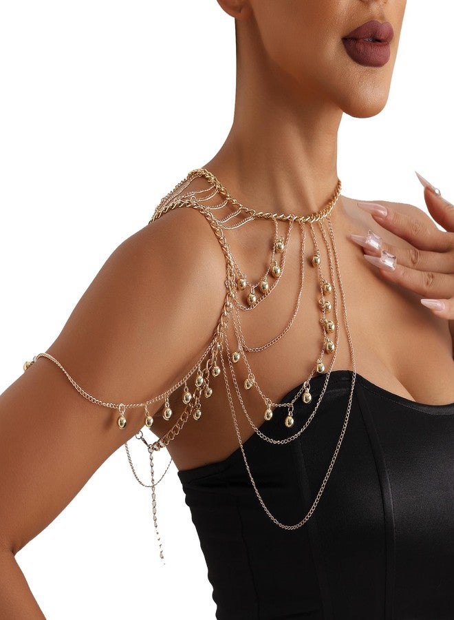 Rotaiboes Gold Multi-layered Tassel Shoulder Chain Necklace for Strapless Dresses - Sexy Wedding Bridal Jewelry - Image 3