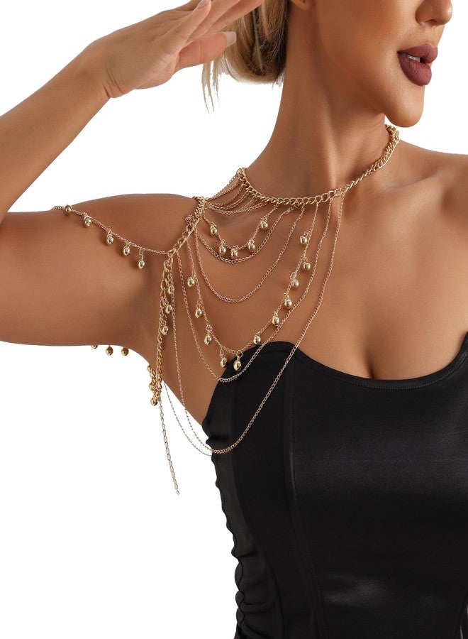 Rotaiboes Gold Multi-layered Tassel Shoulder Chain Necklace for Strapless Dresses - Sexy Wedding Bridal Jewelry - Image 2