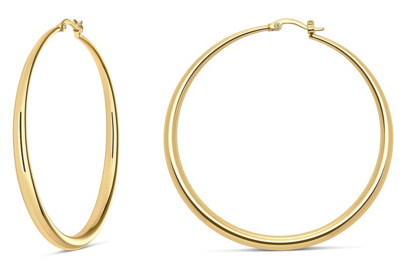 MILLA 14K Gold Hoop Earrings For Women, Silver Hoop Earrings & Rose Gold Earrings with Graduated Curvature (14K Gold Plated/Medium - 2.4 in) - Image 1