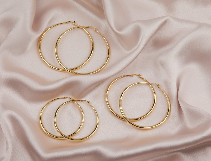 MILLA 14K Gold Hoop Earrings For Women, Silver Hoop Earrings & Rose Gold Earrings with Graduated Curvature (14K Gold Plated/Medium - 2.4 in) - Image 5