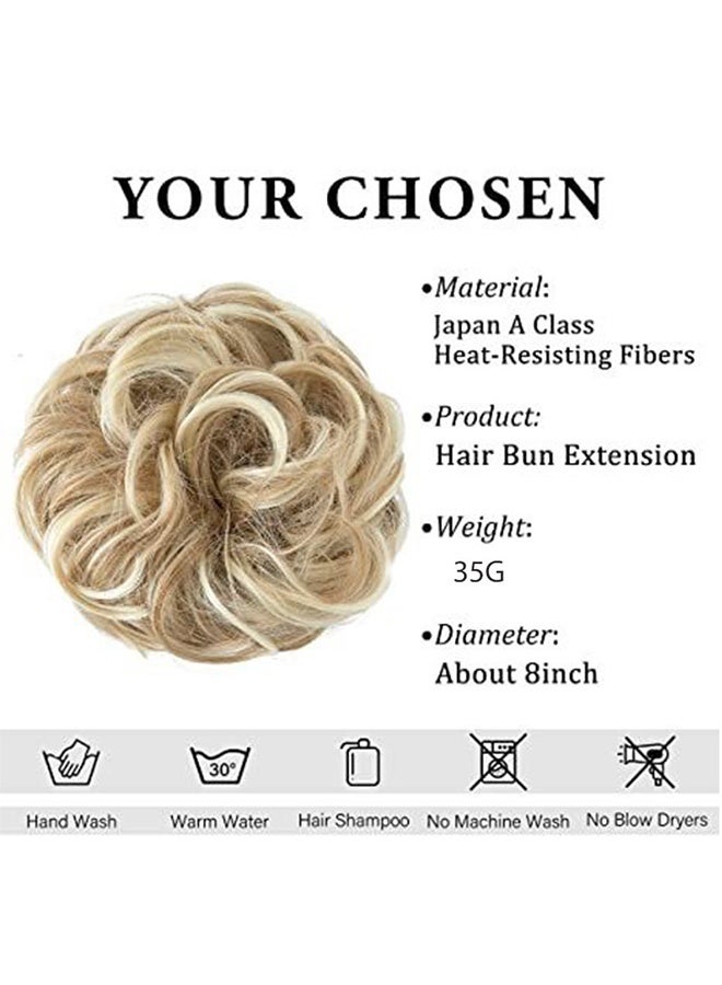 HAIR Large Messy Bun Hair Piece Wavy Curly Scrunchies Synthetic Chignon Ponytail Hair Extensions Thick Updo Hairpieces for Women #Blonde - Image 2