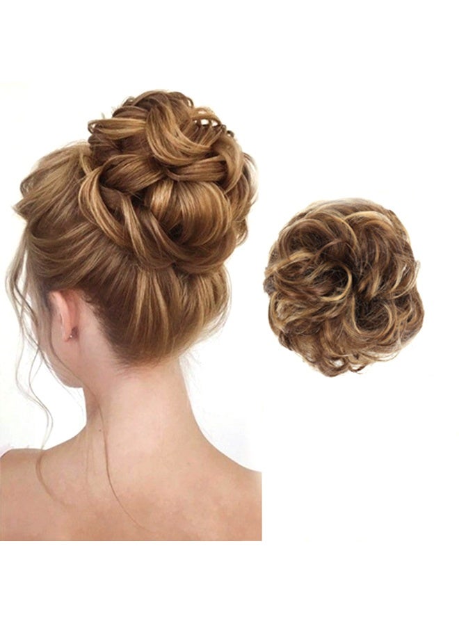 HAIR Large Messy Bun Hair Piece Wavy Curly Scrunchies Synthetic Chignon Ponytail Hair Extensions Thick Updo Hairpieces for Women #Blonde - Image 1