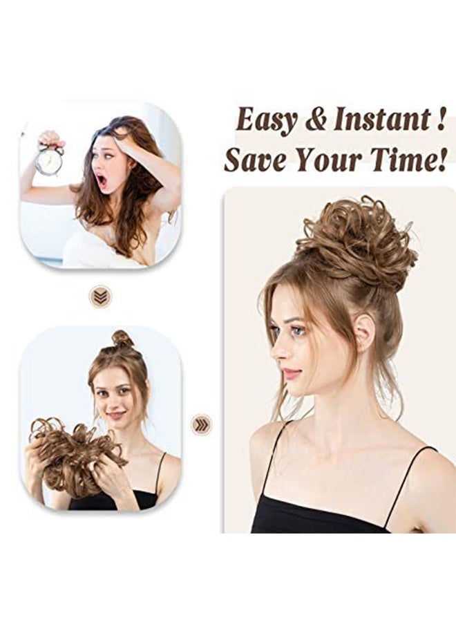 HAIR Large Messy Bun Hair Piece Wavy Curly Scrunchies Synthetic Chignon Ponytail Hair Extensions Thick Updo Hairpieces for Women #Blonde - Image 3