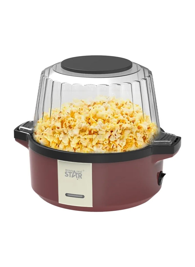 ويننج ستار آلة صنع الفشار بالهواء الساخن الكهربائية بقوة 700 وات، سعة 2 لتر، مع لوح غير لاصق، ووظيفة التسخين السريع والتحريك ومقابض باردة الملمس، آمنة للاستخدام في غسالة الأطباق - Image 1