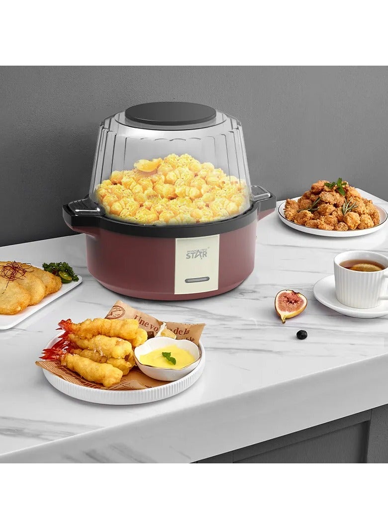 ويننج ستار آلة صنع الفشار بالهواء الساخن الكهربائية بقوة 700 وات، سعة 2 لتر، مع لوح غير لاصق، ووظيفة التسخين السريع والتحريك ومقابض باردة الملمس، آمنة للاستخدام في غسالة الأطباق - Image 2