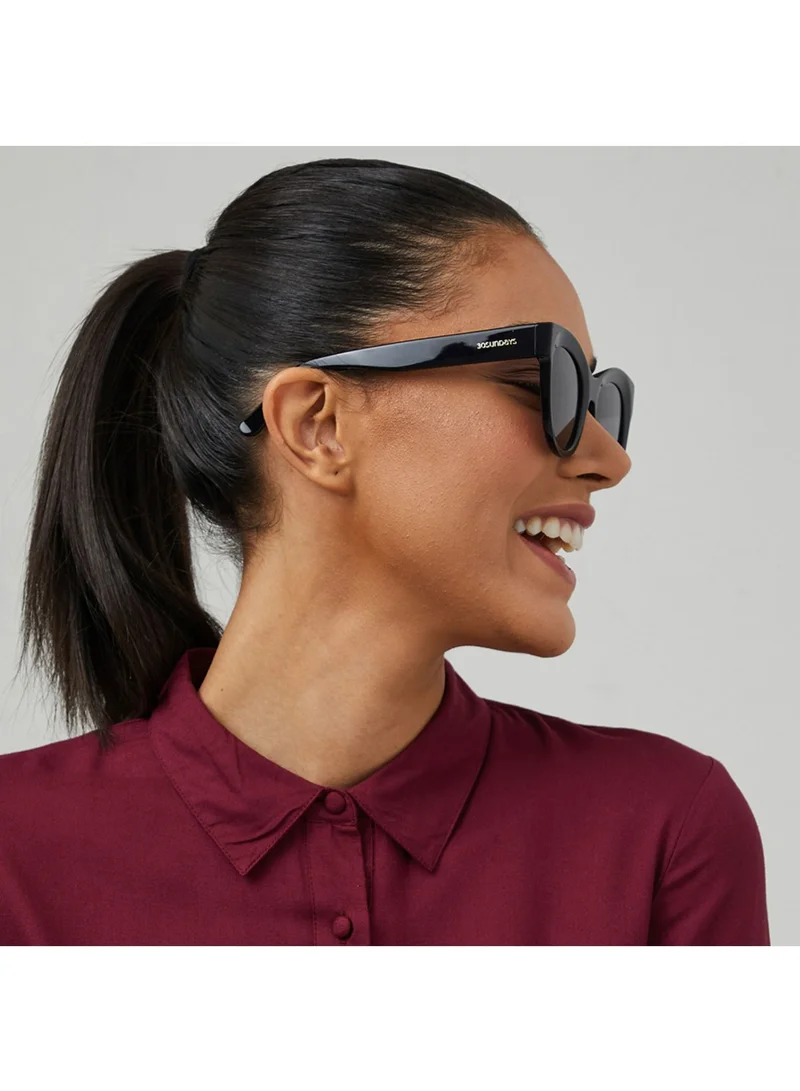 30Sundays DAWN Women Gray Sunglasses - Frame Material: Acetate - Lens Color: Gray- Frame Color: Black - Full Rim