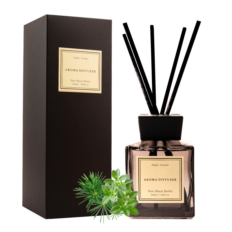 XEPTLE White Musk Cedar Reed Diffuser Freshen Up Your Living Space Transform Your Home with Natural Fragrance Room Scent Diffuser with 5 Diffuser Sticks 7.04 oz - Black - Image 1