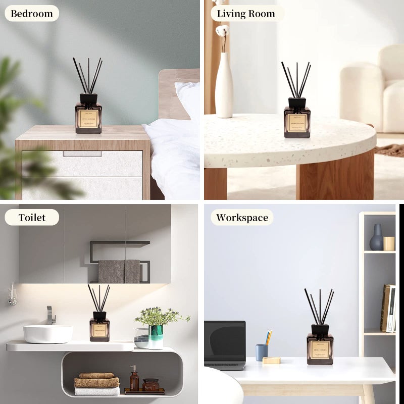 XEPTLE White Musk Cedar Reed Diffuser Freshen Up Your Living Space Transform Your Home with Natural Fragrance Room Scent Diffuser with 5 Diffuser Sticks 7.04 oz - Black - Image 4