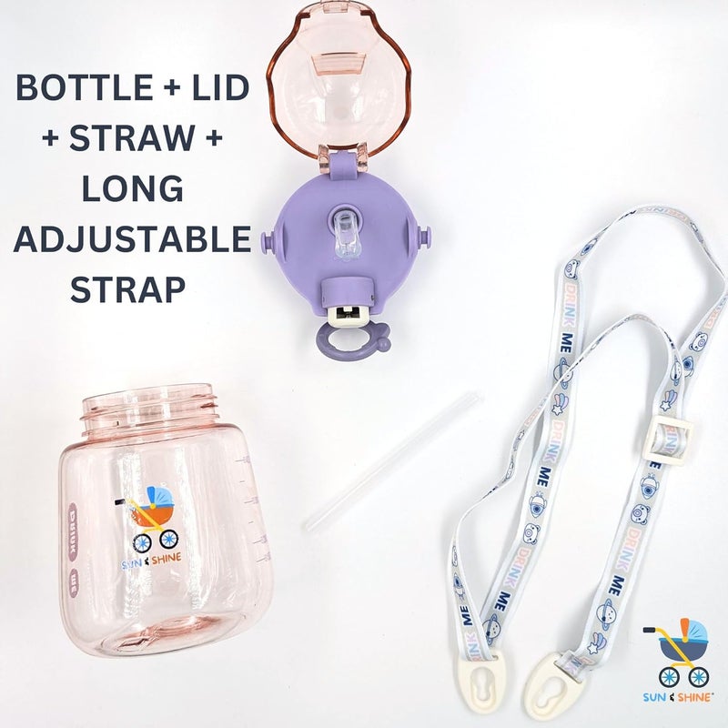 SUN SHINE Polypropylene,Abs,Polycarbonate|Sipper Water Bottle for School Kids|Boys and Girls with Straw|Leak Proof,BPA Free|2-5 years|500 ml bottle(Playful Purple,500 ml) - Image 5
