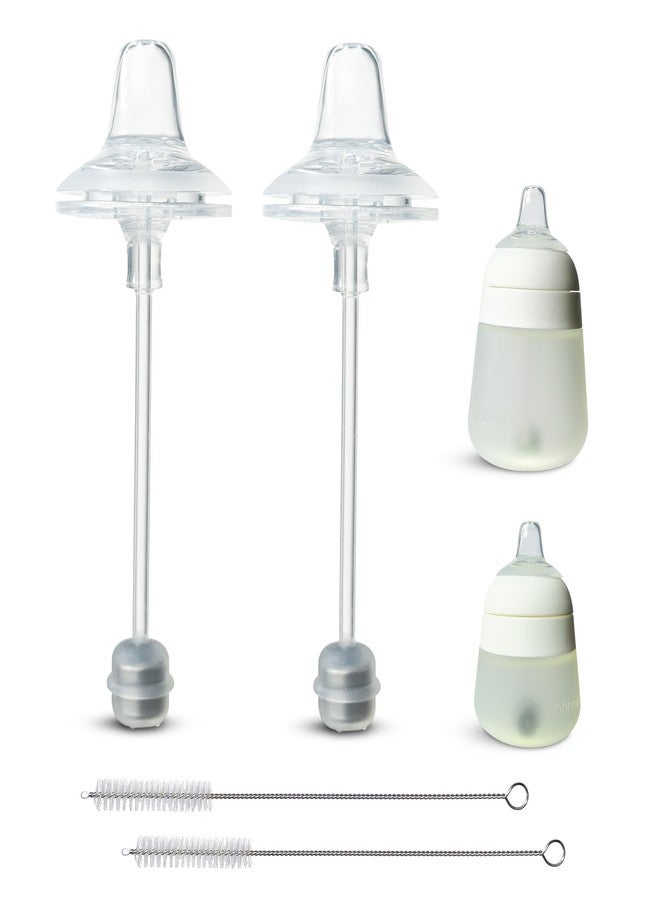 BelBeyo Sippy Cup Conversion Kit for Nanobébé Flexy Silicone Baby Bottles 2-Count, Soft Food Grade Silicone Sippy Spout Nipples and Weighted Straw, Cleaning Brush, BPA Free, 4+ Months (Sippy Kit) - Image 1