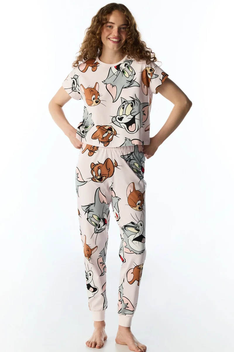 بنتي PENTI Tom&jerry Cat Print Short Sleeve Pajama Set