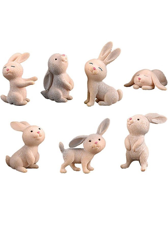 MAOMIA 7 Pcs Rabbit Figures for Kids, Animal Toys Set Cake Toppers, Rabbit Figurines Collection Playset for Christmas Birthday Gift Desk Decorations - Image 1