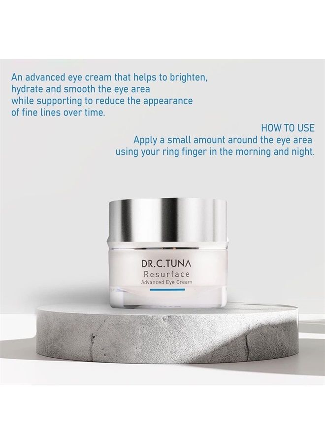 FARMASI Dr. C. Tuna Resurface Advanced Eye Cream, Natural and Organic Anti Aging, Wrinkles Eye Cream to Reduce Puffiness, Minimizes Under Eye Darkness, Brighter and Younger-Looking Eyes 0.5 oz/15 ml