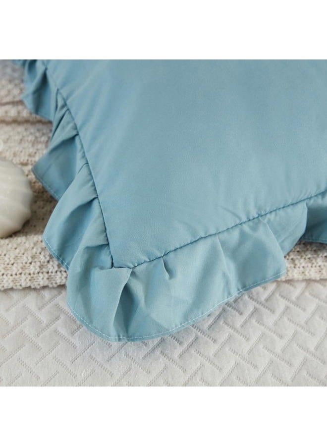 Merryword Dusty Blue Body Pillow Cover 20x54inches Long Pillowcase Ruffled Pillowcases Shabby Chic Ruffled Fringe Decor Body Ruffled Pillow Sham Cute Pillowcase (1 Body, Dusty Blue) - Image 3