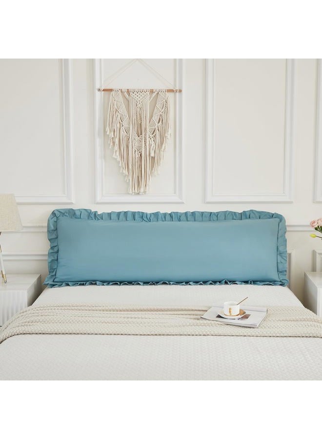 Merryword Dusty Blue Body Pillow Cover 20x54inches Long Pillowcase Ruffled Pillowcases Shabby Chic Ruffled Fringe Decor Body Ruffled Pillow Sham Cute Pillowcase (1 Body, Dusty Blue) - Image 2