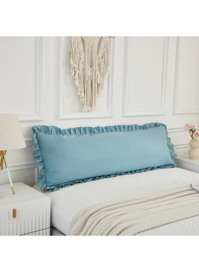 Merryword Dusty Blue Body Pillow Cover 20x54inches Long Pillowcase Ruffled Pillowcases Shabby Chic Ruffled Fringe Decor Body Ruffled Pillow Sham Cute Pillowcase (1 Body, Dusty Blue) - Image 1