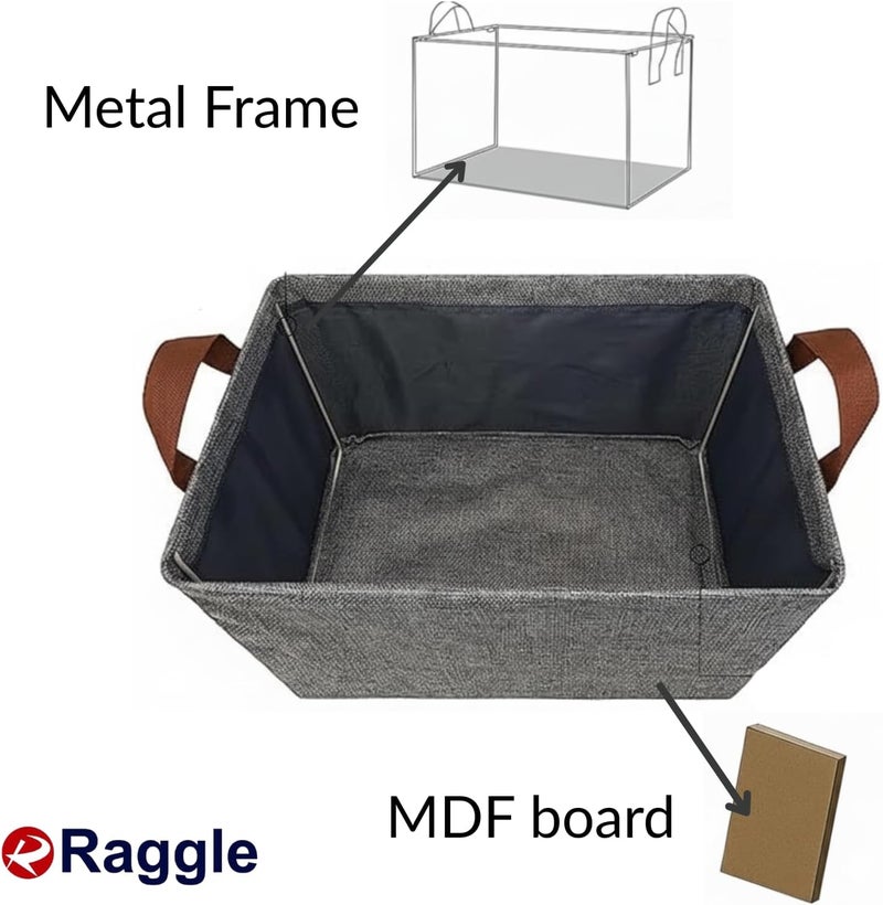 Raggle 10PCS Collapsible Fabric Storage Cubes Organizer with Handles Foldable Storage Baskets for Organizing Toys, Books, Shelves, Closet, Large Storage Box with Handles (Gray, 26L-10) - Image 3