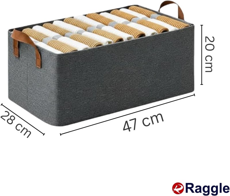 Raggle 10PCS Collapsible Fabric Storage Cubes Organizer with Handles Foldable Storage Baskets for Organizing Toys, Books, Shelves, Closet, Large Storage Box with Handles (Gray, 26L-10) - Image 2