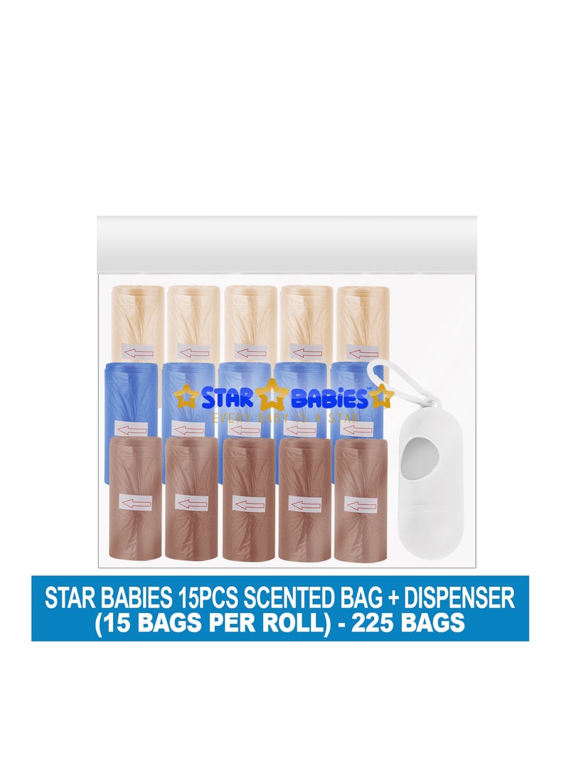 STAR BABiES Star Babies Scented Bag Pack of 15/225bags with Dispenser-Ivory/Brown/Dark Blue  - Image 2