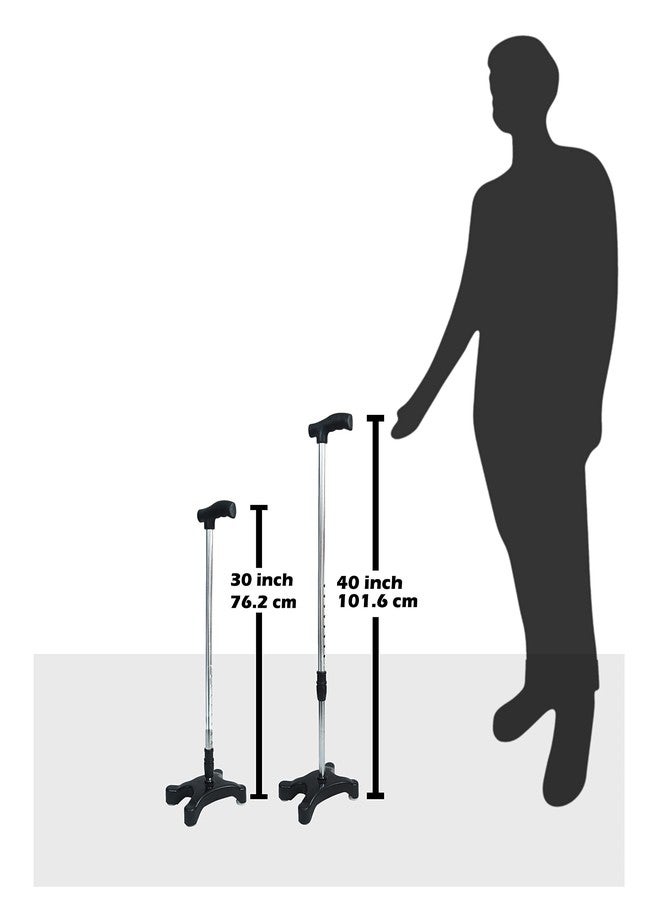 Highway Enterprises 4 Leg Walking Stick Chrome Height Adjustable Stick for Old Age People.. - Image 5