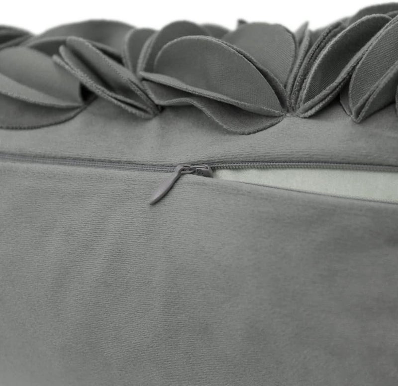 KINGROSE - Handmade Decorative Throw Pillow Cover 3D Flower Pattern Soft Velvet Cushion Cover 12 x 20 Inch Grey - Image 5