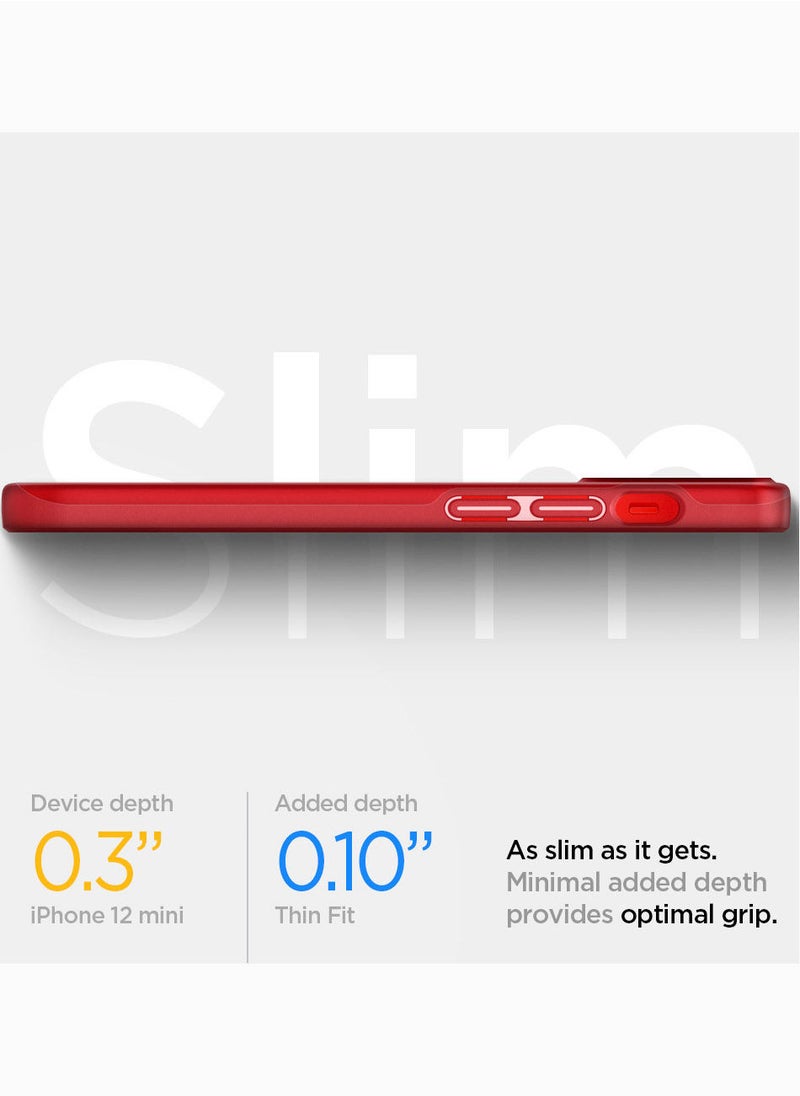 Spigen Thin Fit Designed Cover for Apple iPhone 12 Mini - Red  - Image 3