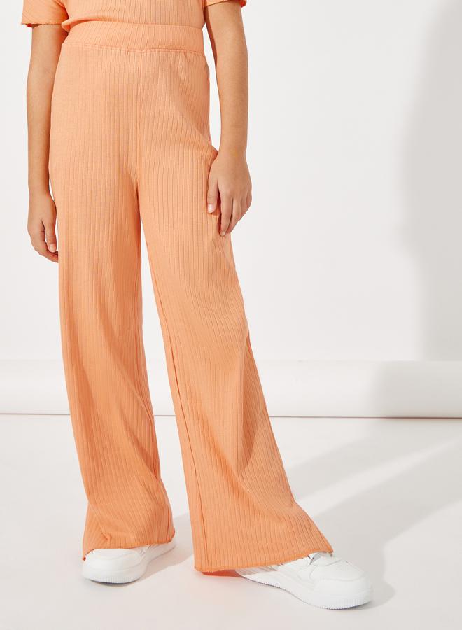 Styli Side Ruched Detail Rib Knit T-Shirt & Wide Leg Joggers Co-Ords Set  - Image 4
