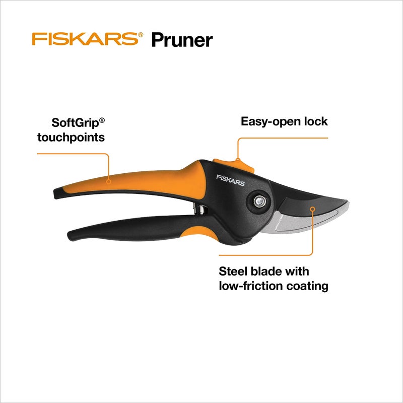 Fiskars Bypass Pruning Shears, Branch Cutter with 5/8" Cut Capacity, Garden Shears with Sharp Steel Blade, Rust Resistant, Ergonomic Pruners with Comfort Handle and Safety Lock, Gardening Hand Tools - Image 2
