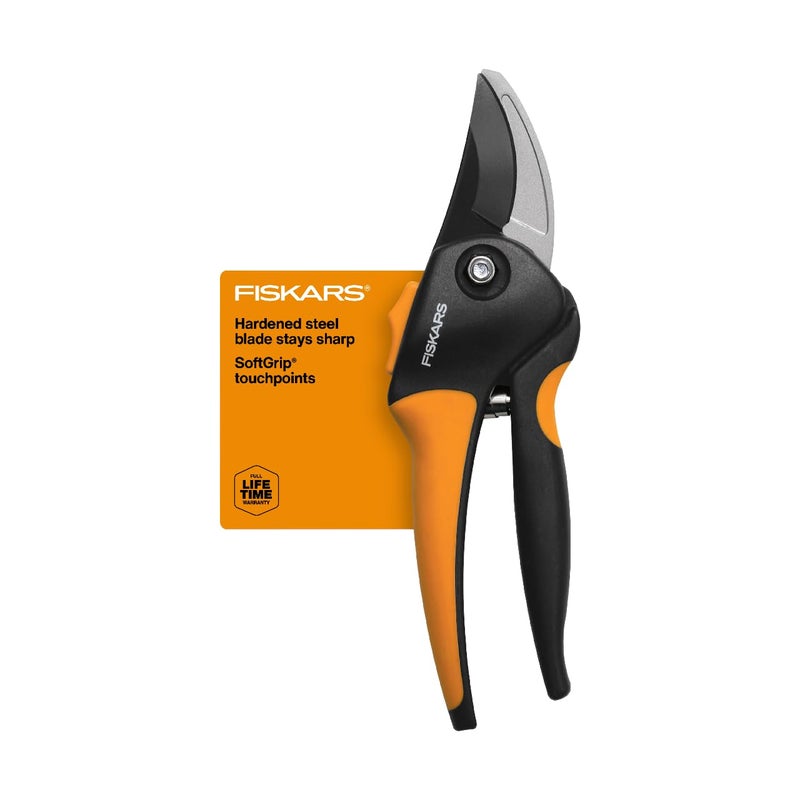 Fiskars Bypass Pruning Shears, Branch Cutter with 5/8" Cut Capacity, Garden Shears with Sharp Steel Blade, Rust Resistant, Ergonomic Pruners with Comfort Handle and Safety Lock, Gardening Hand Tools - Image 1