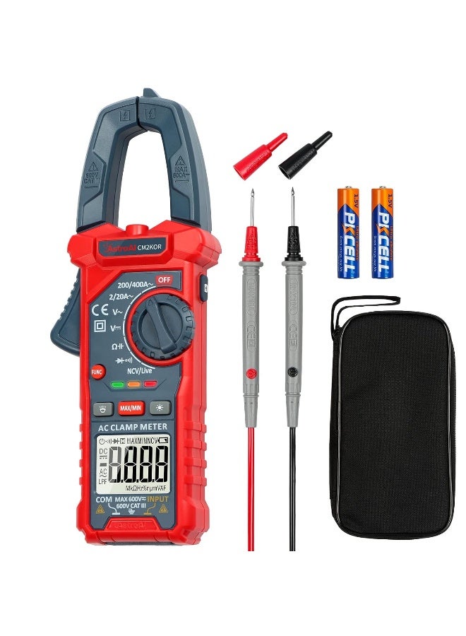 AstroAI Digital Clamp Meter Multimeter 2000 Counts Amp Voltage Tester Auto-ranging with AC/DC Voltage, AC Current, Resistance, Capacitance, Continuity, Live Wire Test, Non-Contact Voltage Detection - Image 1