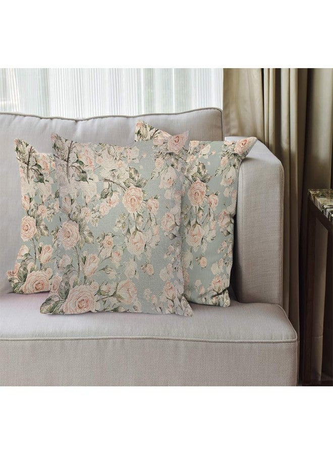 EKOBLA Watercolor Rose Throw Pillow Cover Vintage Flower Bud Garden Plants Elegance Botanical Cozy Square Cushion Case for Men Women Boys Girls Room Home Decor Cotton Linen 18x18 Inch - Image 2