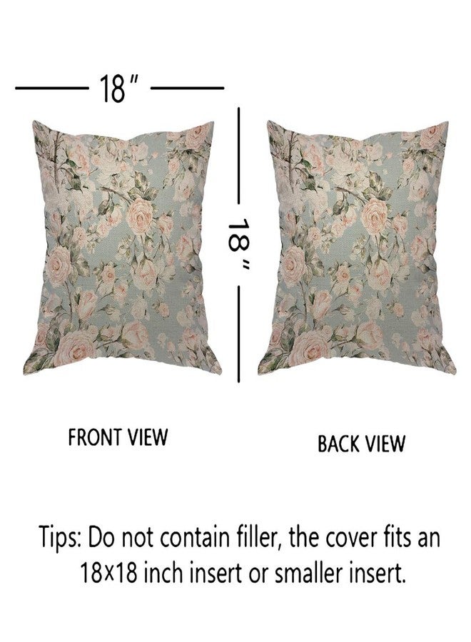 EKOBLA Watercolor Rose Throw Pillow Cover Vintage Flower Bud Garden Plants Elegance Botanical Cozy Square Cushion Case for Men Women Boys Girls Room Home Decor Cotton Linen 18x18 Inch - Image 5
