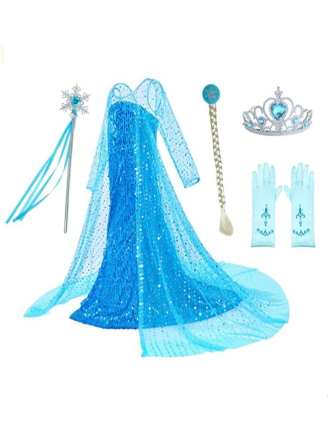 ISank Elsa Princess Costumes Birthday Party Dress Up Clothes  - Image 1