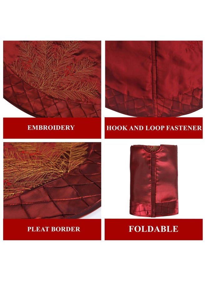 ONGLYP SORRENTO Deluxe Embroidered Pine Branches Cherry with Pintuck Border,Extra Large,Christmas Tree Skirt-50 - Image 5