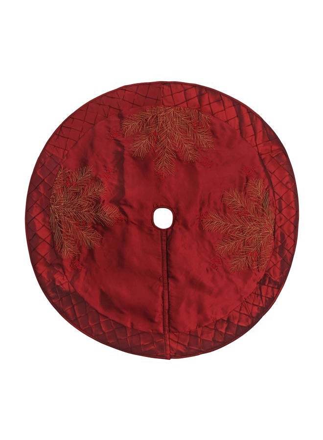 ONGLYP SORRENTO Deluxe Embroidered Pine Branches Cherry with Pintuck Border,Extra Large,Christmas Tree Skirt-50 - Image 4