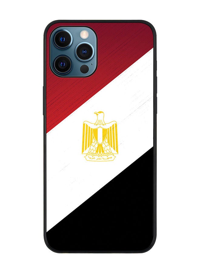 Stylizedd حافظة حواف سوداء متينة لجهاز آبل آيفون 12 برو، حافظة مرنة من المطاط، مضادة للسقوط، غلاف رقيق من TPU - علم مصر - Image 1