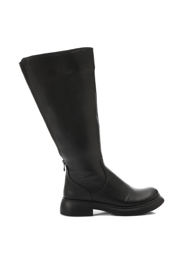 مستر.جو حذاء بوت طويل حتى الركبة بسحاب مزدوج من مستر جو - أسود - Image 2