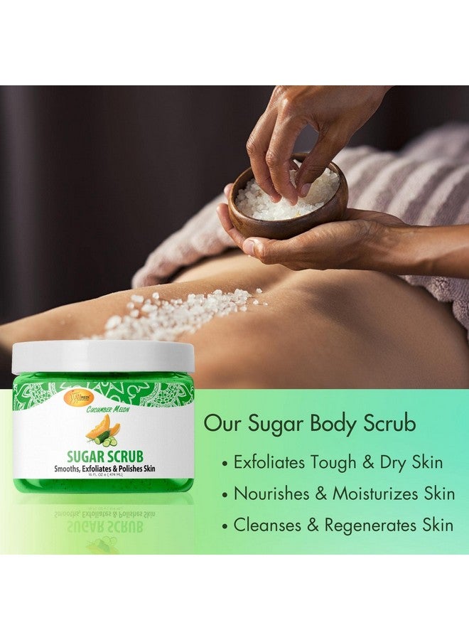 spa REDI Sugar Body Scrub Cucumber Melon 16 Oz Exfoliating Moisturizing Hydrating And Nourishing Glow Polish Smooth And Fresh Skin Body Exfoliator - Image 5