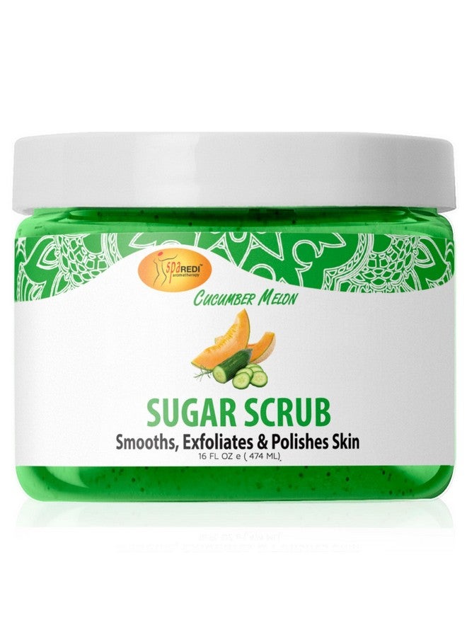 spa REDI Sugar Body Scrub Cucumber Melon 16 Oz Exfoliating Moisturizing Hydrating And Nourishing Glow Polish Smooth And Fresh Skin Body Exfoliator - Image 1