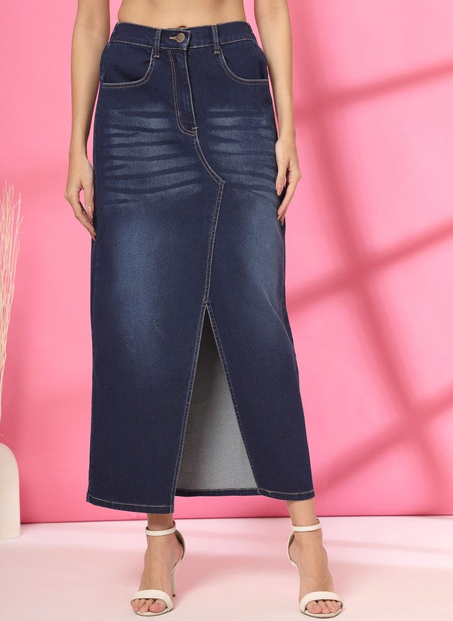 PlusS A-Line Denim Skirt for Women - Image 1