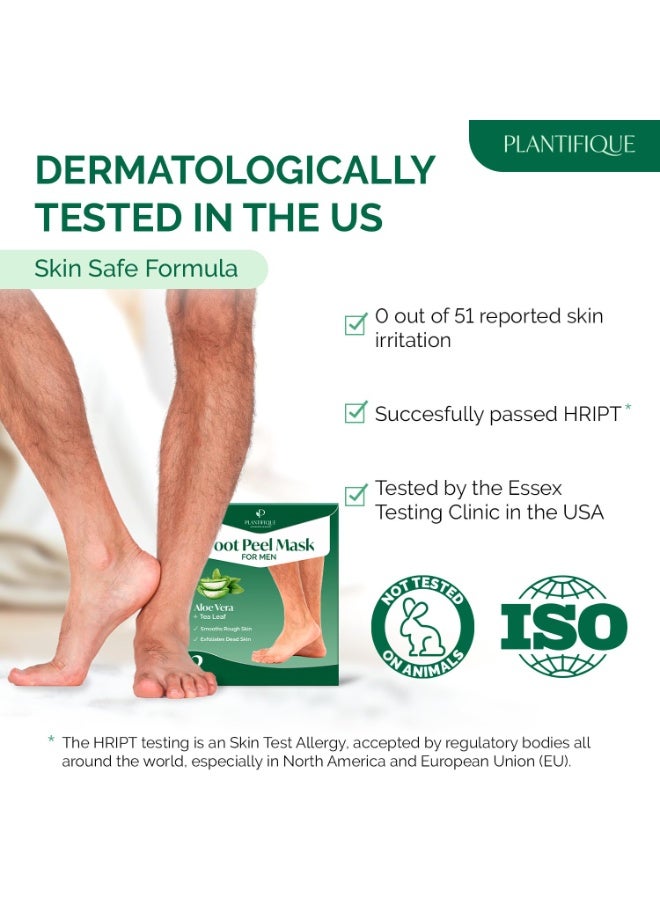 PLANTIFIQUE Foot Peeling Mask 2 Pack for Men | Dermatologically Tested Repairs Heels & Removes Dry Dead Skin for Baby Soft Feet | Exfoliating Foot Peel Mask for Dry Cracked Feet | Aloe Vera - Image 3