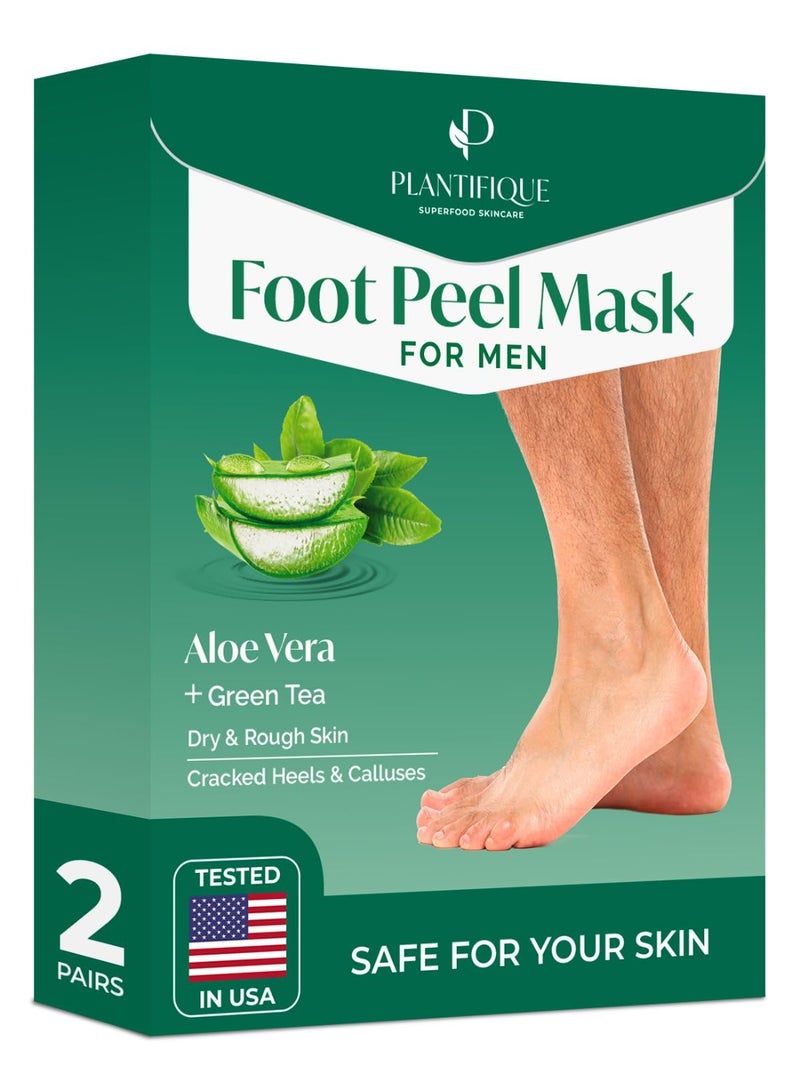 PLANTIFIQUE Foot Peeling Mask 2 Pack for Men | Dermatologically Tested Repairs Heels & Removes Dry Dead Skin for Baby Soft Feet | Exfoliating Foot Peel Mask for Dry Cracked Feet | Aloe Vera - Image 1