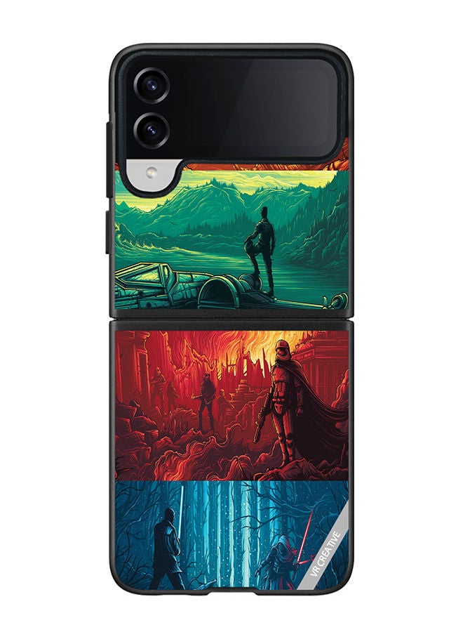 VR CREATIVE Protective Case Cover For Samsung Galaxy Z Flip4 Phases Of Life Design Multicolour - Image 1