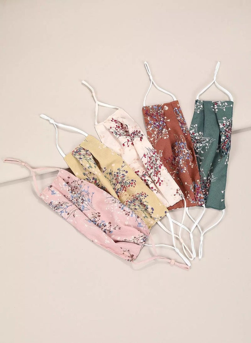 5pcs Ditsy Floral Pattern Face Covering  - Image 2