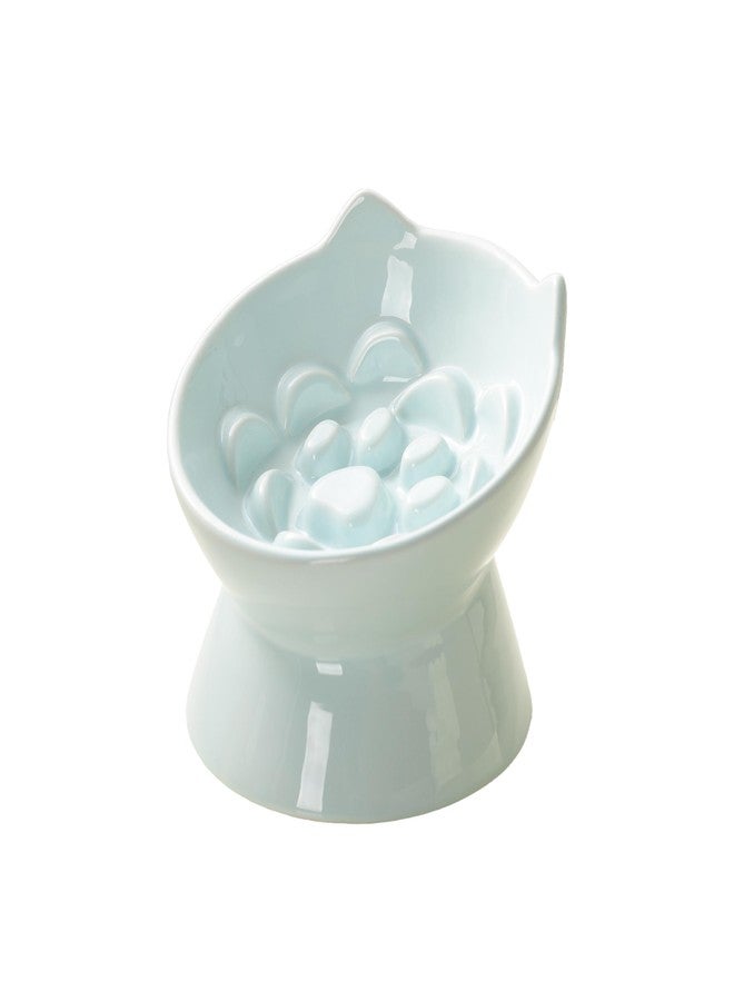 PawsPik Lynx Ceramic Raised Slow Feeder Dog & Cat Bowl, Tilted 15° Elevated Pet Food Bowl, Whisker-Friendly Anti-Choking Dish, Dishwasher Safe (Sky Blue) - Image 1