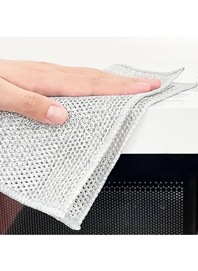 promass Multipurpose Reusable Wire Dish Scrubber Dishwshing Rag All Purpose Kitchen Towel Quick Cleaning Kitchen Bowl Stove Sink Pot Pans Counter Grease Grime Residue Descaling Scrubbing Mesh Cloth 4 PCS - Image 3