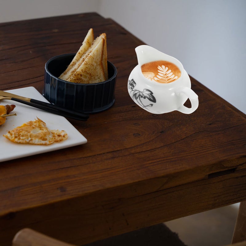 Ceramic Gravy Jug Small Sauce Jug with Smooth Handle and Spout Porcelain Sauce Boat - Image 4