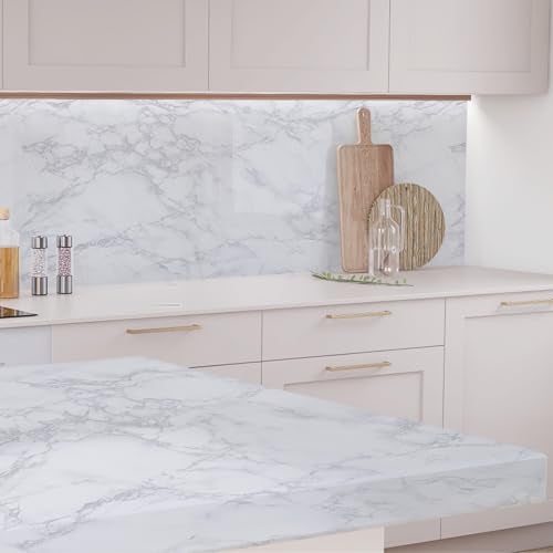 practicalWs Peel and Stick Marble Wallpaper 157 x 4724 Marble Contact Paper for Cabinets and Drawers White Gray Granite Self Adhesive Removable Kitchen Backsplash Vinyl Wall Paper - Image 3