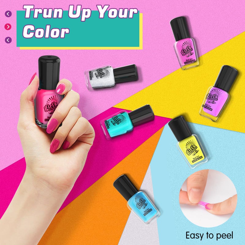 Amagoing Nail Polish Set for Girls Ages 7-12, Kids Nail Art Studio Kit, Non Toxic Quick Dry Nail Polish, Nail Dryer, Storage Desk, Glitter, Cool Girls Stuff, Birthday Gifts Ideas 8 9 10 11 Years Old - Image 2