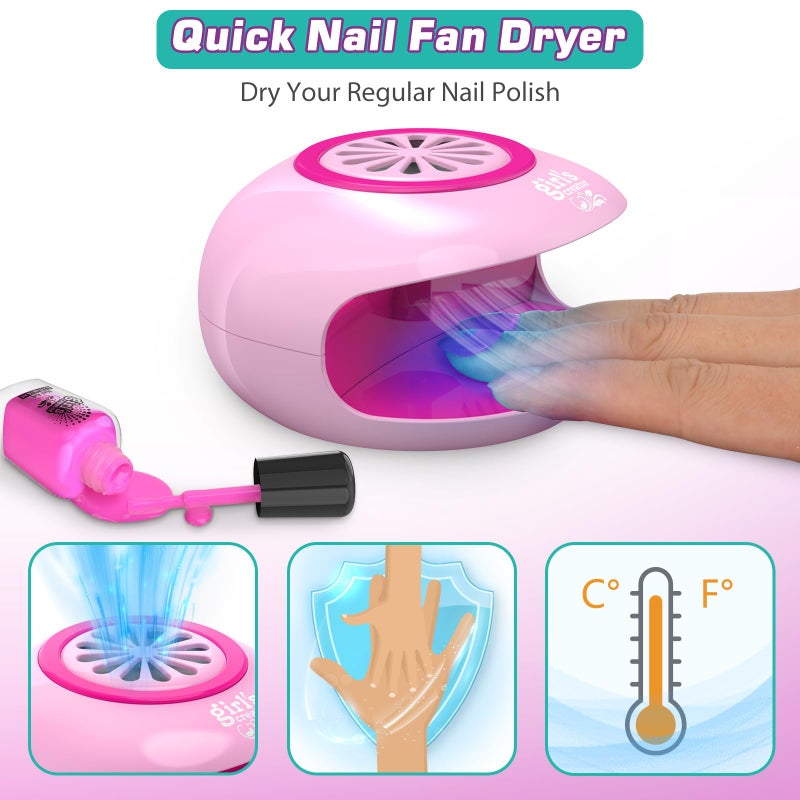 Amagoing Nail Polish Set for Girls Ages 7-12, Kids Nail Art Studio Kit, Non Toxic Quick Dry Nail Polish, Nail Dryer, Storage Desk, Glitter, Cool Girls Stuff, Birthday Gifts Ideas 8 9 10 11 Years Old - Image 3